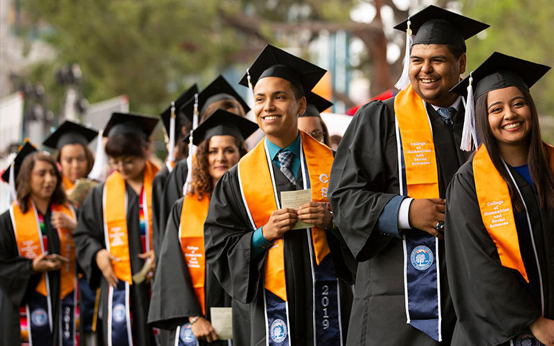 Graduating students at commencement.