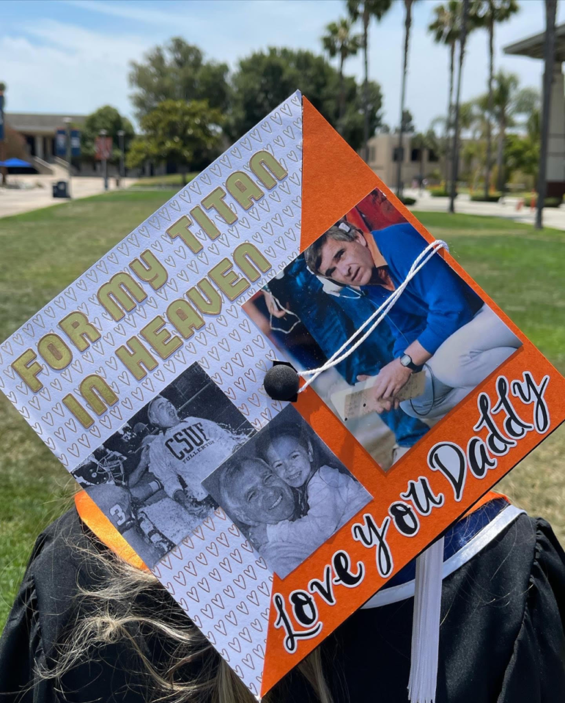 Aileen Murphy's graduate cap depicting coach