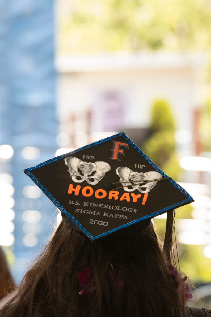 Grad crap reads "Hooray! B.S. Kinesiology, SIGMA KAPPA, 2020"