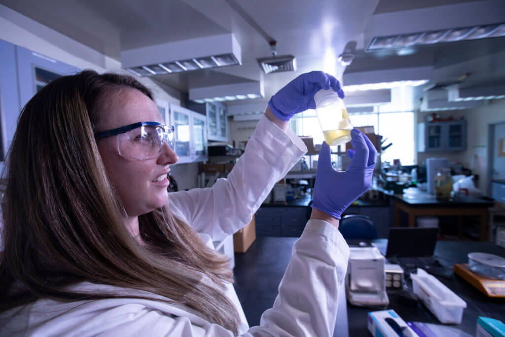 Chelsea Bowers works on Microplastic Research with sardine soup