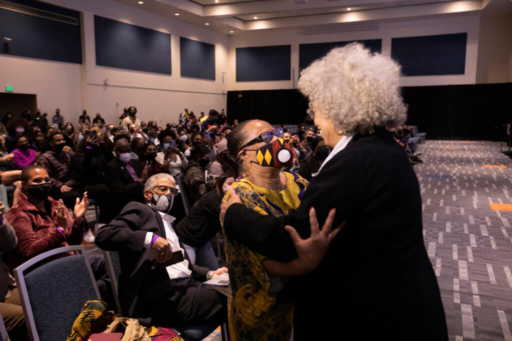 Angela Davis embraces Valerie Bordeaux