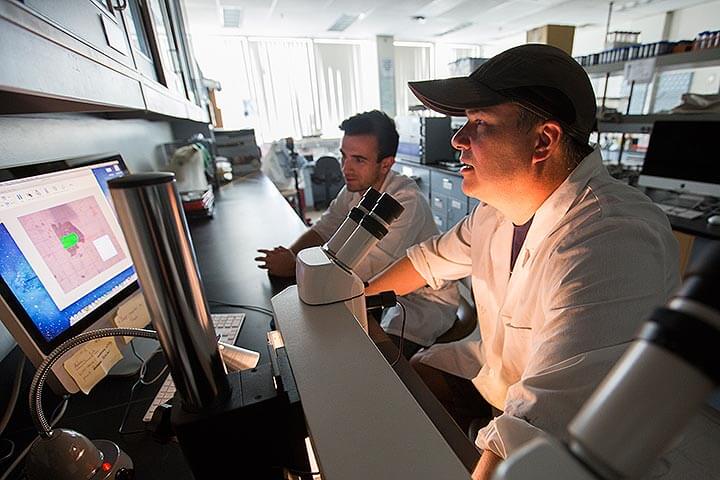 Kirby and students in lab