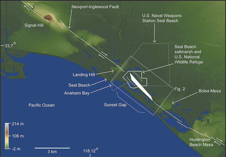 Map of Seal Beach and fault lines