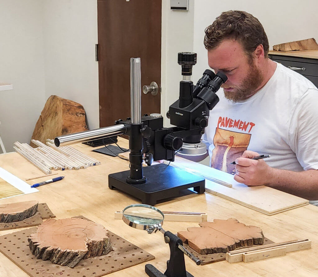 Daniel Swenson working in tree ring lab.