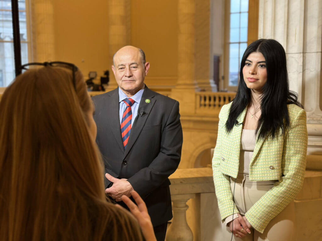 Lou Corea and Paulina Jimenez during TV Interview