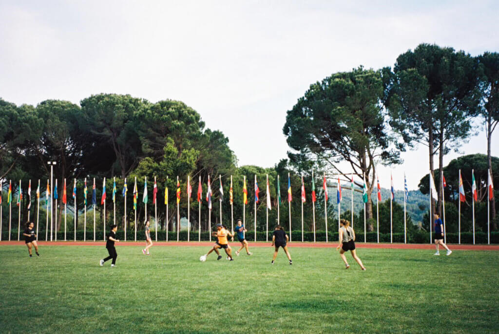 Greece Study Abroad Students playing soccer