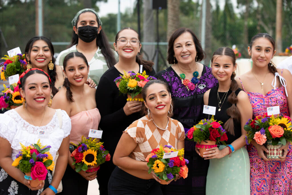 President Alva with Ballet Folklorico Student Performers