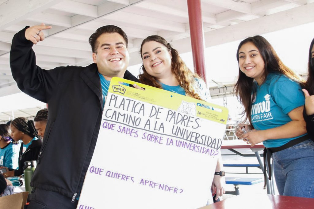 MS Higher Ed-Maywood-Graduate students Alexis Urias, Jade Mouton and Nina Groleau