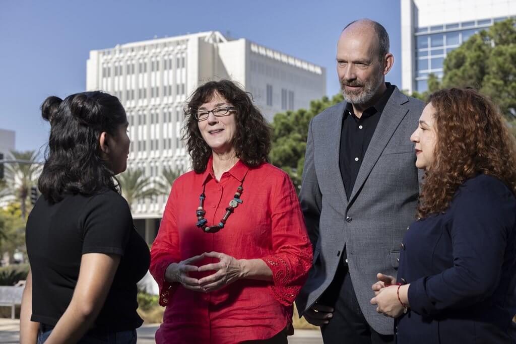 Moriah Esquivel Narang. Katherine Powers, Volker Janssen and Alexandra Vargas promote Latinx graduate student success 