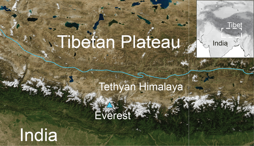 Geologist Kathryn Metcalf's plateau map study area in Tibet