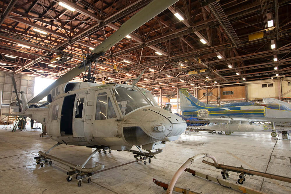 Vintage UH-1N “Huey” Helicopter in Hangar at former El Toro base