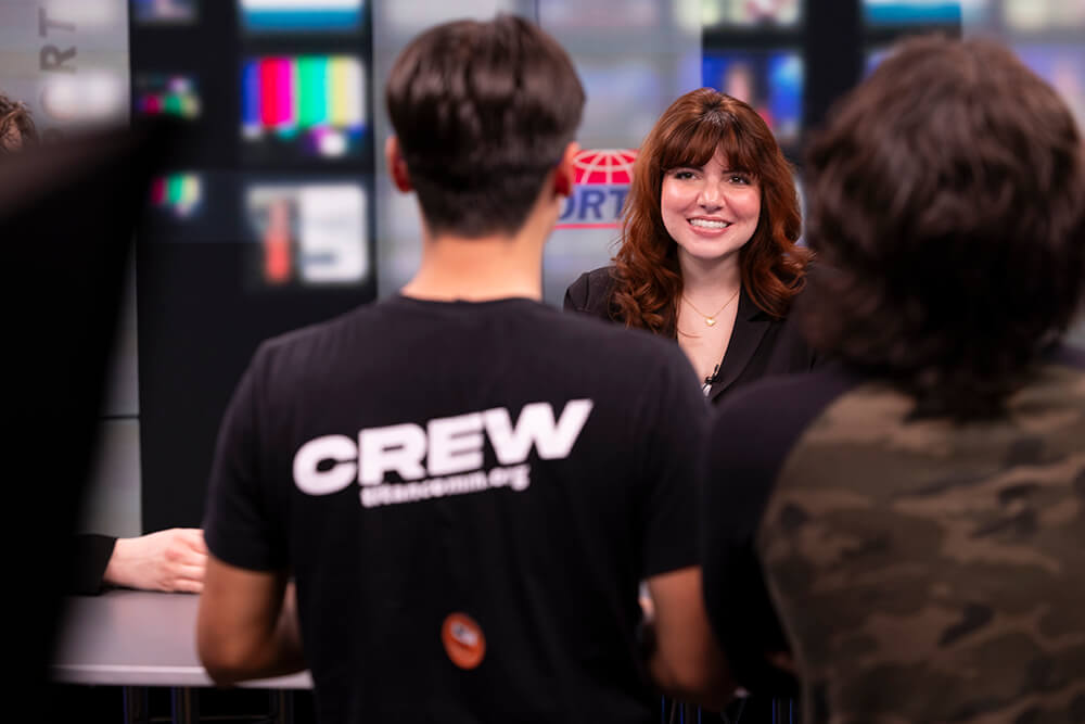 Arianna Hartman on set of Titan Report
