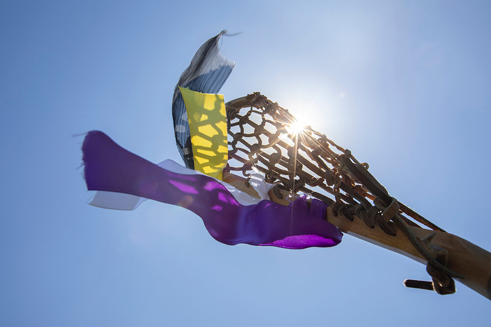 Erik Sandoval's wooden lacrosse stick