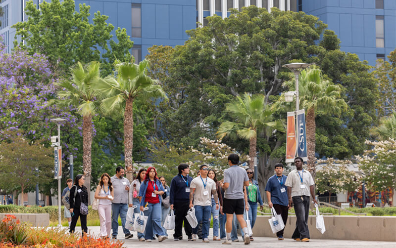 CSUF tour group walking