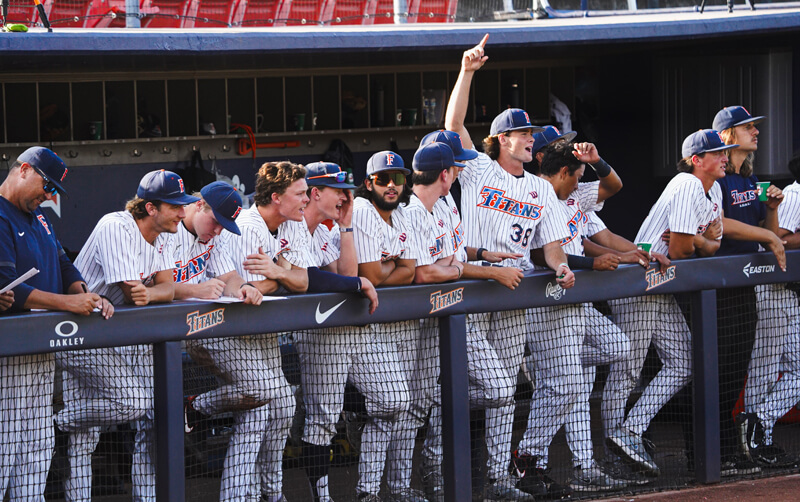 Titans Baseball team in the dugout