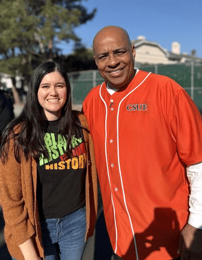 McNair Scholars alum Jessica Guerrero and CSUF President Rochon