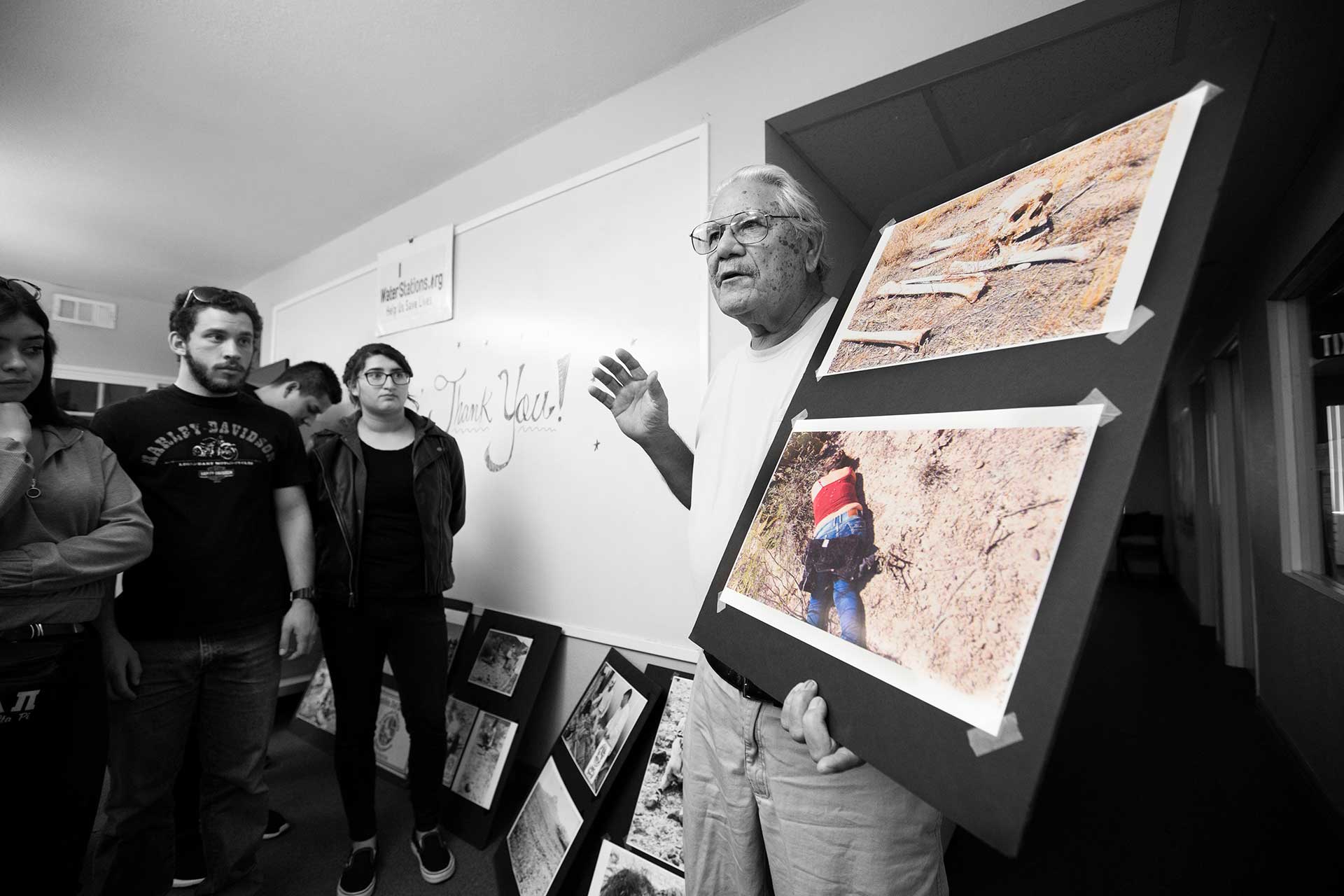 Aguilas del Desierto representative shares photos of bodies with CSUF students.