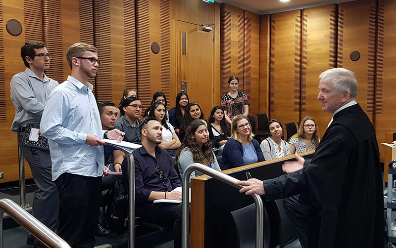 CSUF Study Abroad students in Australian courtroom