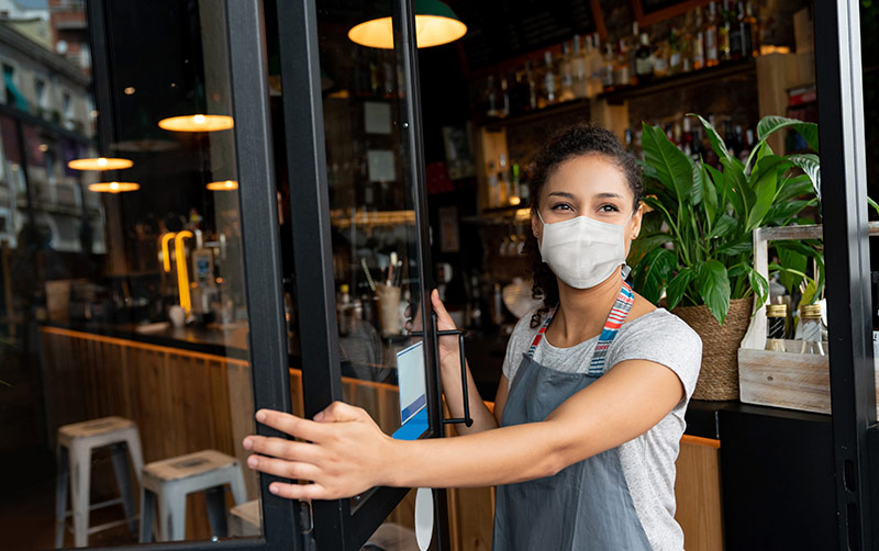 Business Worker with Face Mask