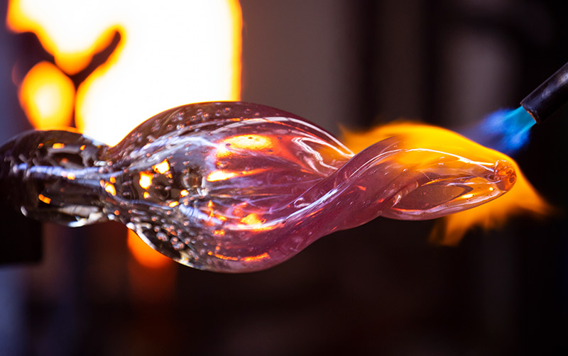 Glassblowing work in progress.