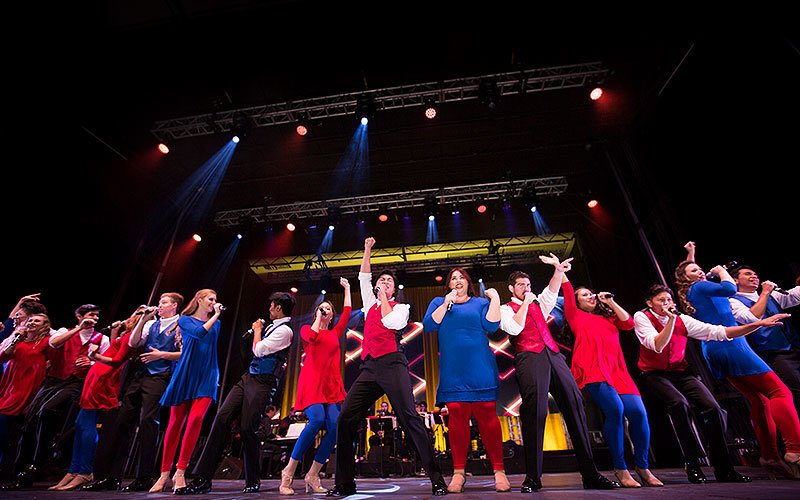 Students performing on stage during Concert Under the Stars.