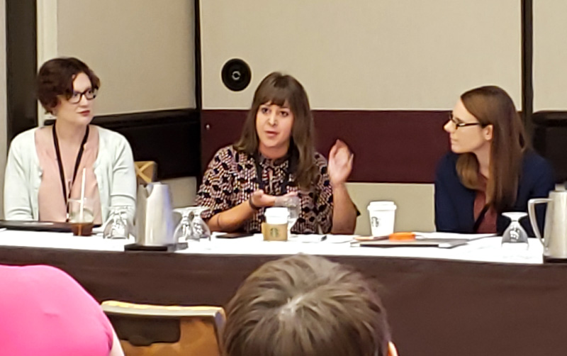 Chelsea Reynolds presents on a panel