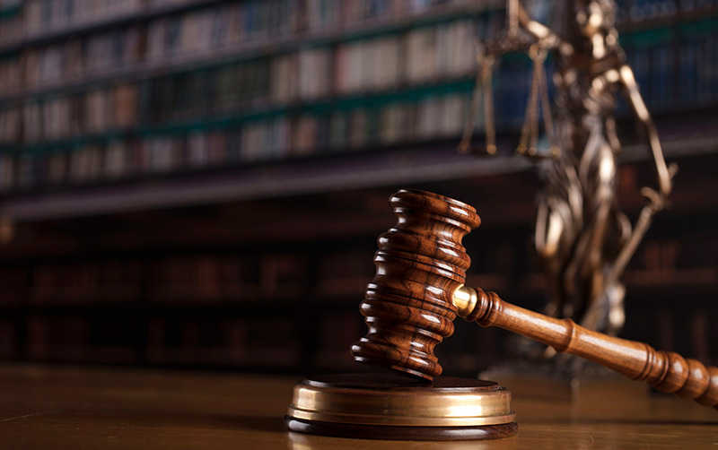 Gavel in court setting.