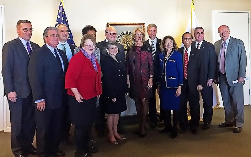 President Mildred Garcia with other presidents and chancellors and U.S. Secretary of Education Betsy DeVos.