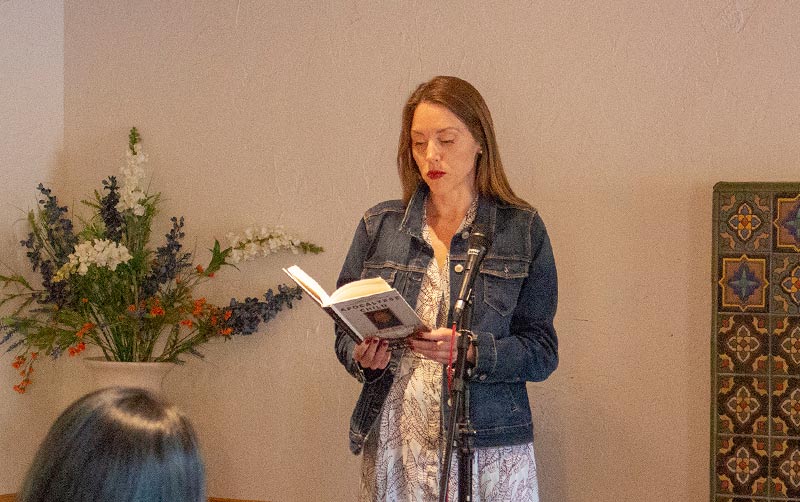 Flor Edwards reading her book