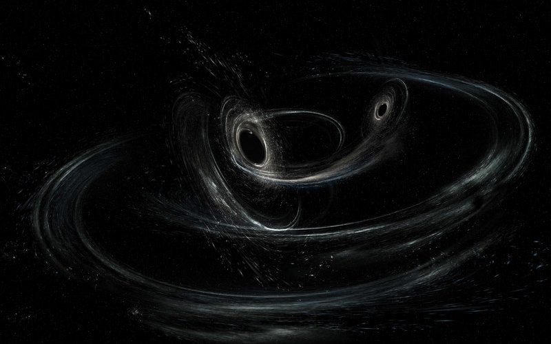 Artist illustration of spiraling black holes