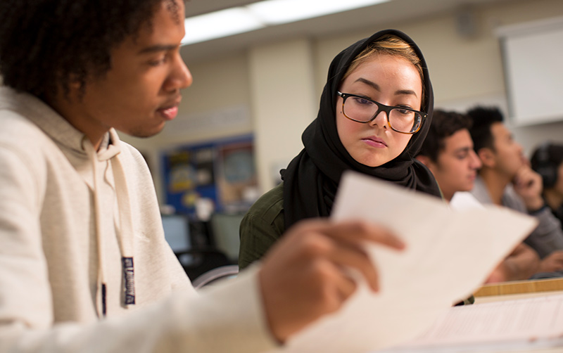 Students work in class.