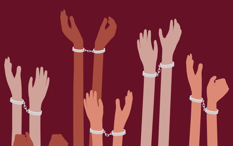 Illustrated hands in bondage