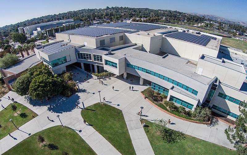 Aerial view of KHS's solar panels.
