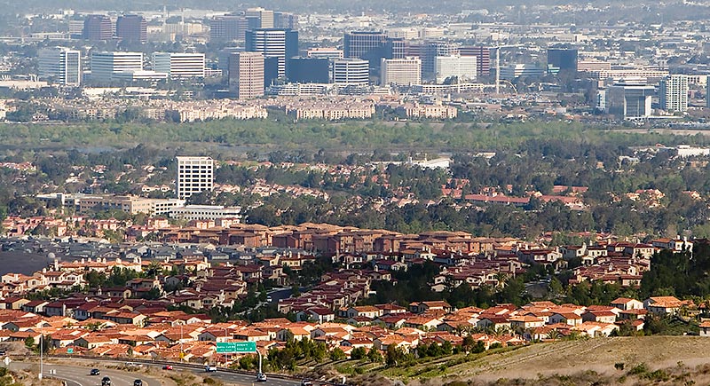 aerial view of Orange County