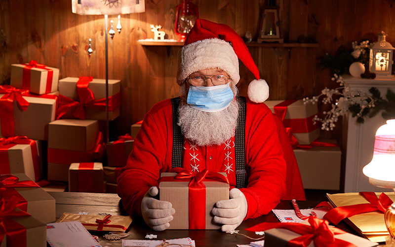 Santa Claus with COVID-19 Face Mask