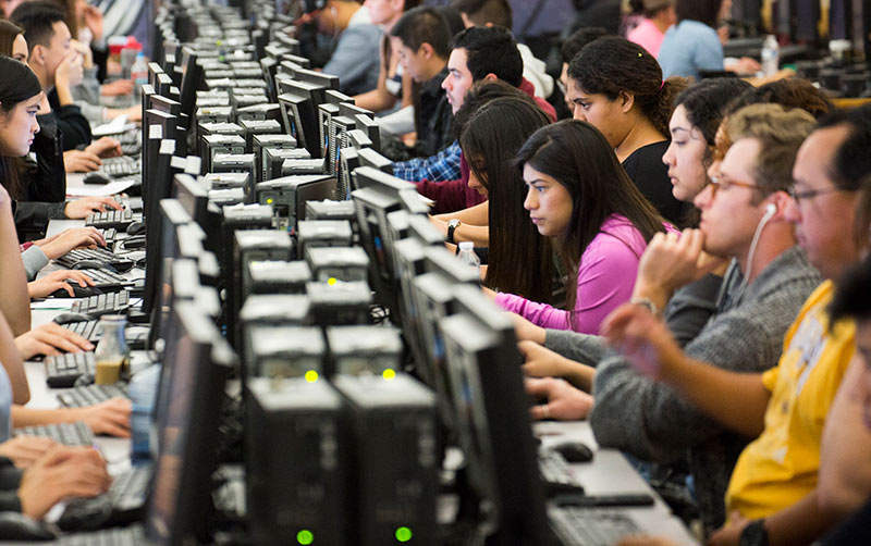 Students working at computers