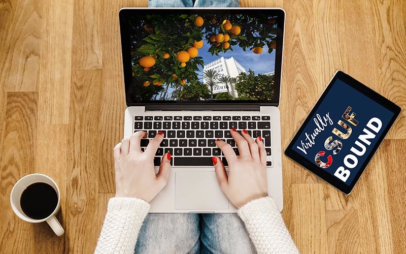 Laptop and iPad with Virtual Welcome CSUF Day