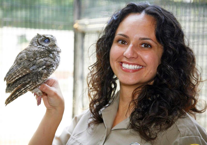Zoologist holding an owl
