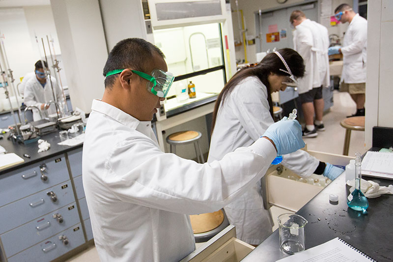 Chemistry students in lab