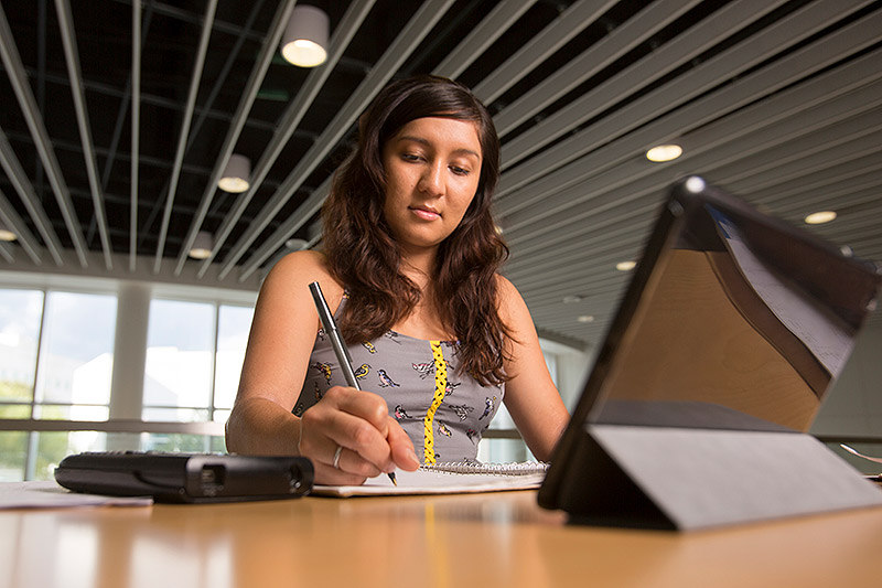 Hidy Lopez studying at Mihaylo College of Business and Economics.
