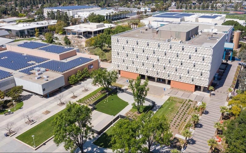 Aerial view of Pollak Library