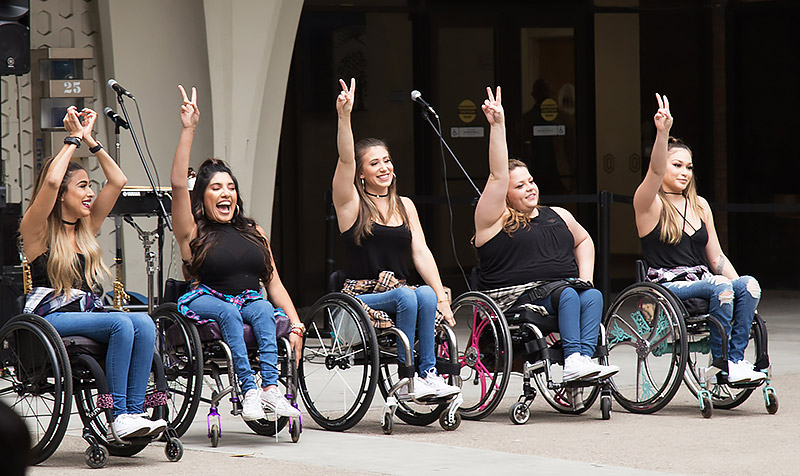 The Rollettes performing on campus.