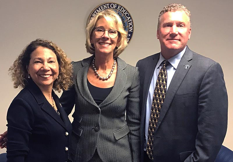 Mildred Garcia, Betsy DeVos and Greg Saks