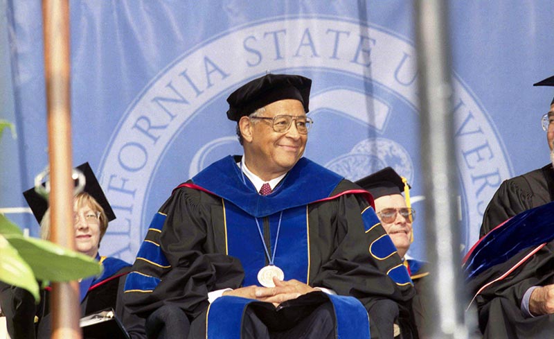 President Milton Gordon at Commencement ceremony