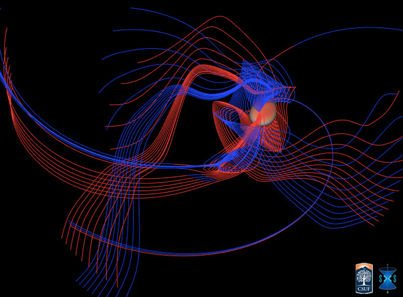 Computer illustration of gravitational waves detected