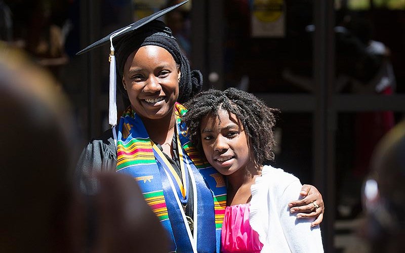 African American student graduating.