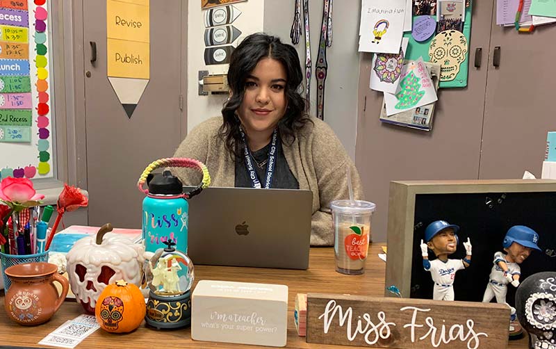 Alumna and teacher Jasmine Frias, also is a student in the master's in education-educational technology program