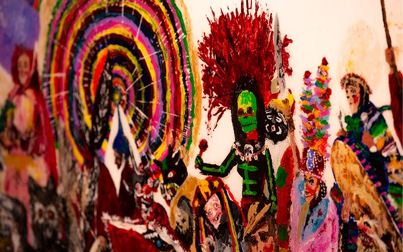 “Masks of our Culture” painting by Noemi Barajas