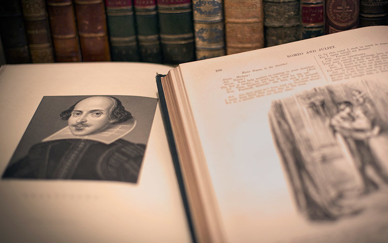 Shakespeare's books spread open