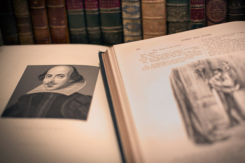 Shakespeare's books spread open